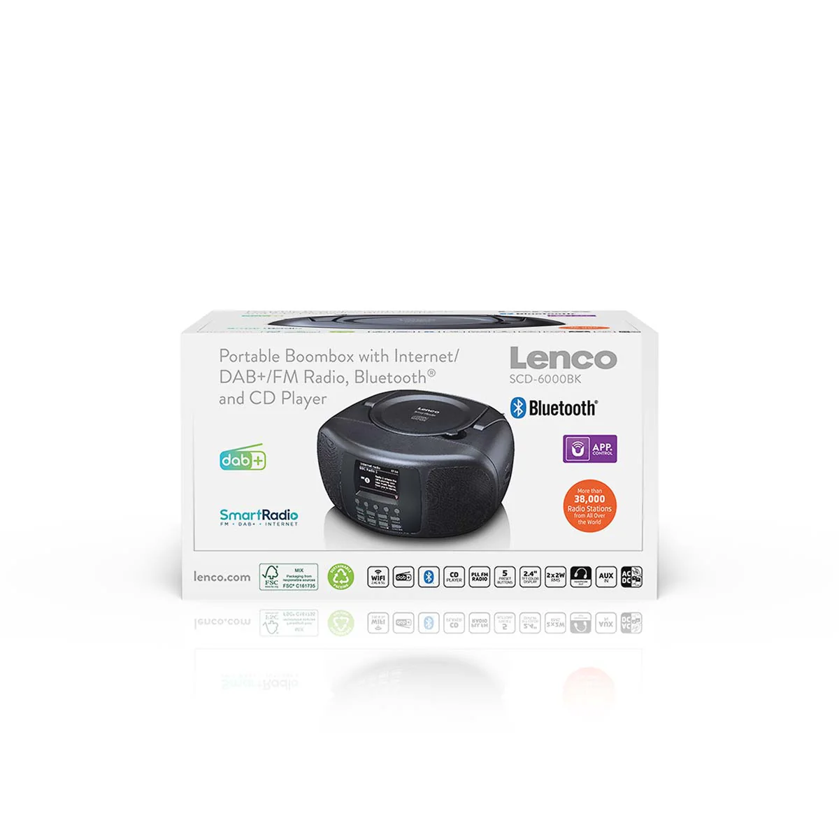 Lenco SCD-6000BK - Radio Internet portable avec DAB+/FM, Bluetooth®, lecteur CD et grand écran LCD couleur - Noir - Image 14