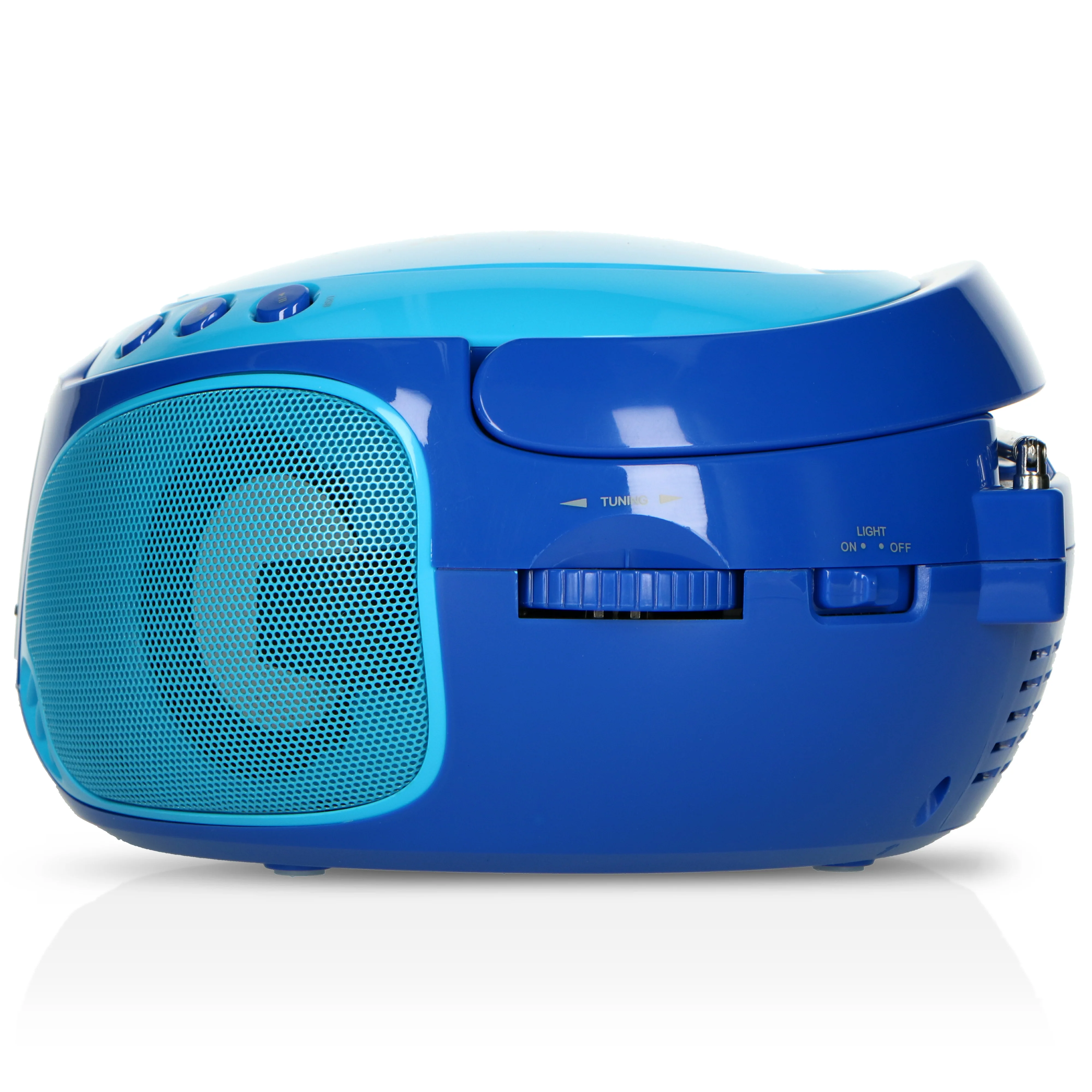 Lenco SCD-650BU - Radio FM et lecteur CD/MP3/USB portable avec microphone et effets lumineux - Bleu - Image 6