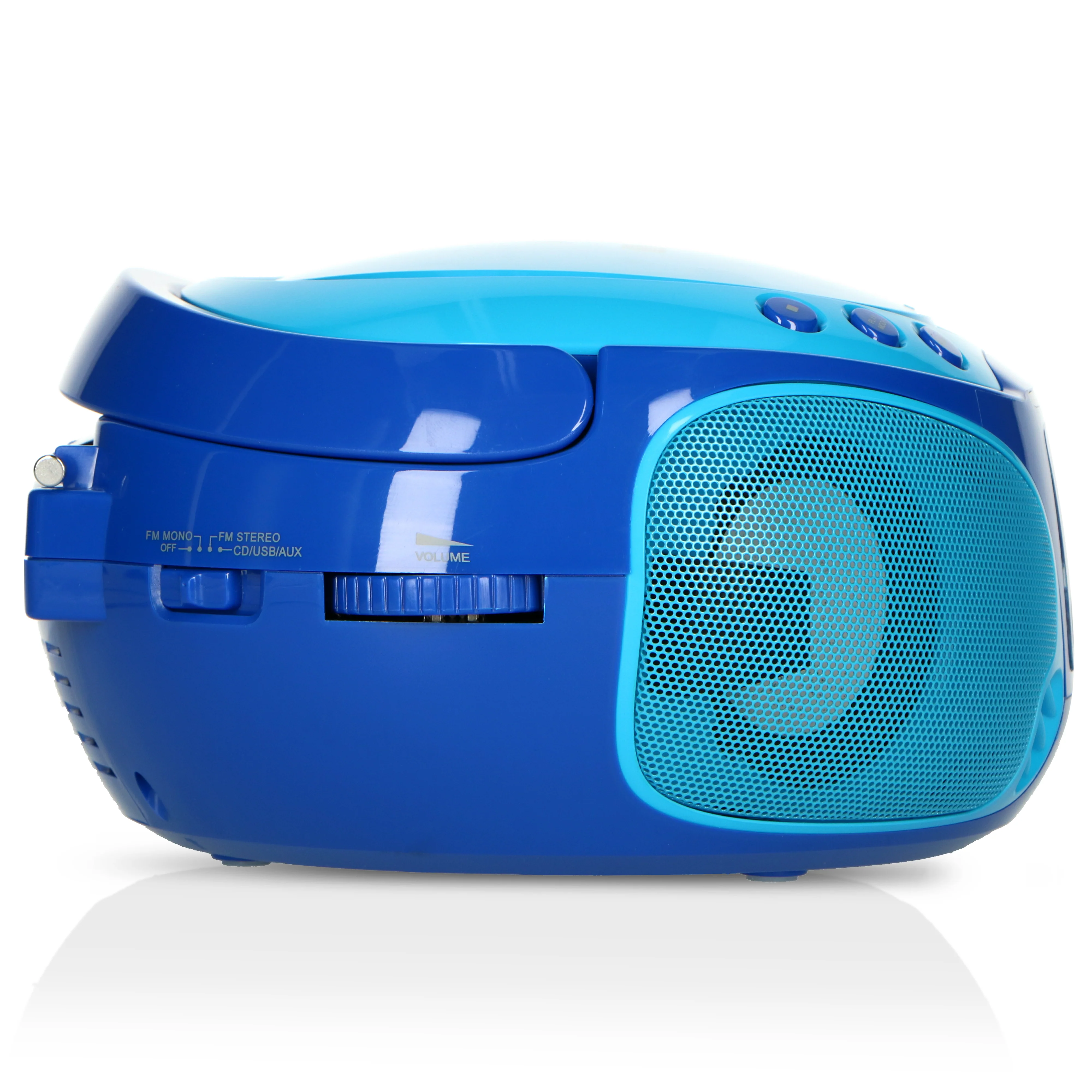 Lenco SCD-650BU - Radio FM et lecteur CD/MP3/USB portable avec microphone et effets lumineux - Bleu - Image 7