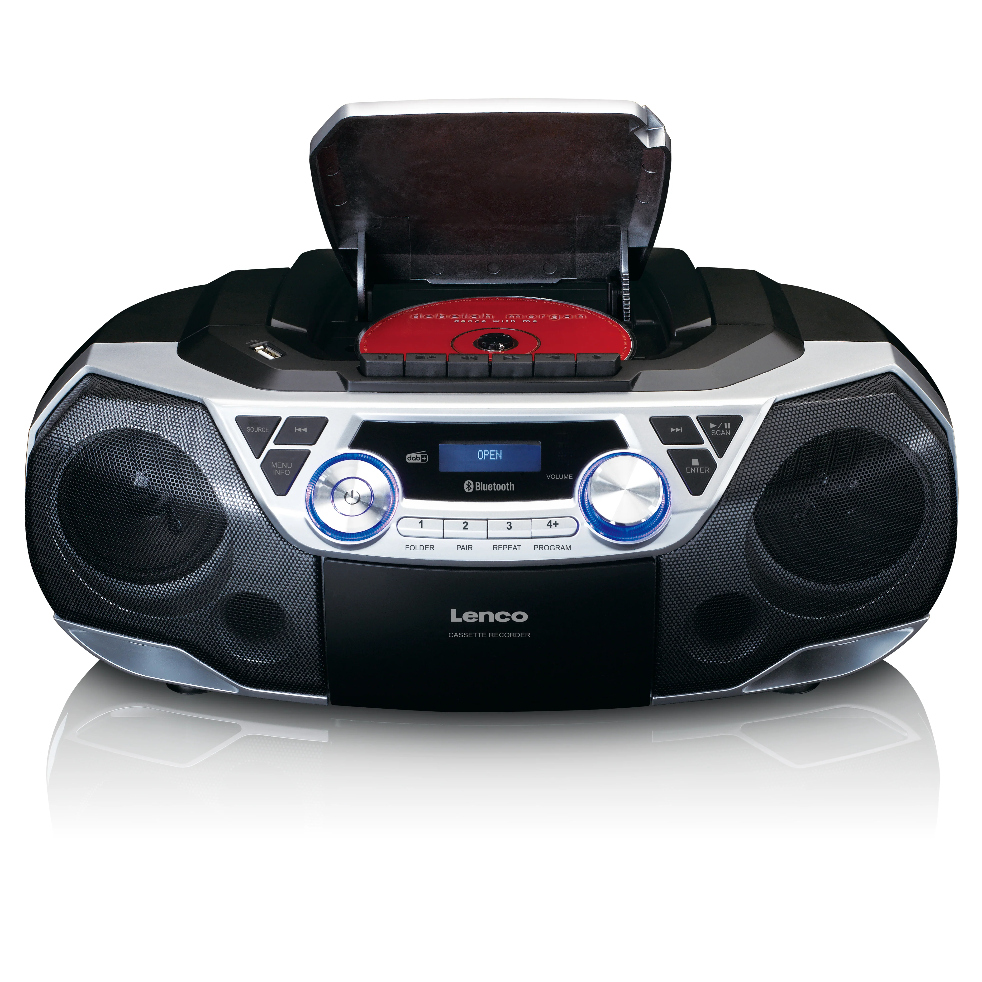 Lenco SCD-720SI - Radio portable DAB+/FM avec Bluetooth®, lecteur CD, cassettes et USB - Argent - Image 3
