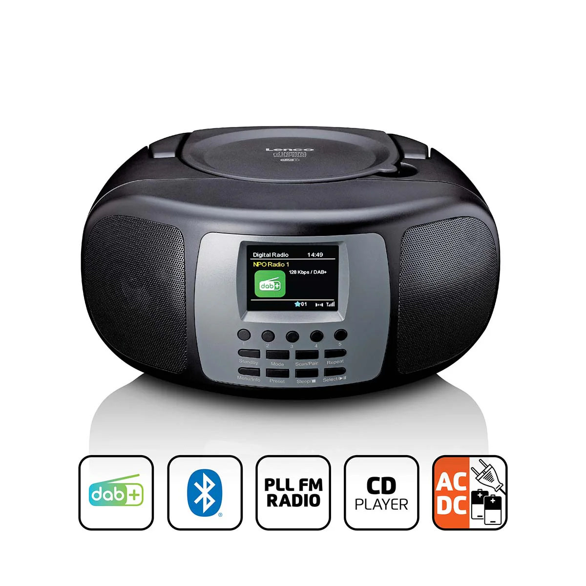 Lenco SCD-860BK - Radio portable DAB+/FM avec Bluetooth®, lecteur CD et grand écran couleur LCD - Noir - Image 16