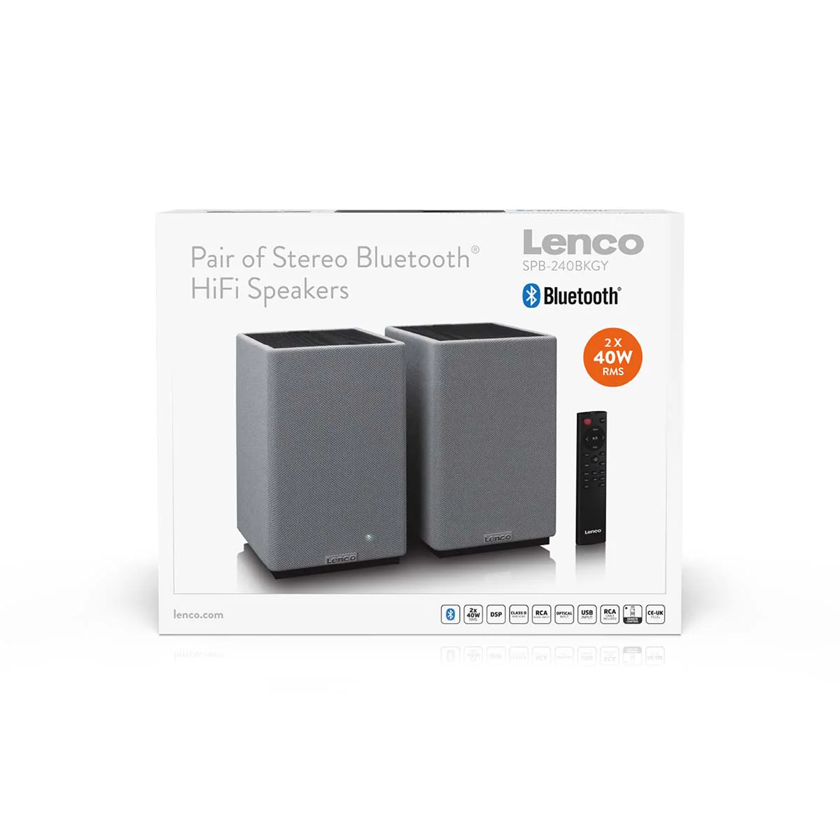 Lenco SPB-240BKGY - Ensemble de 2 enceintes HiFi stéréo Bluetooth® - Son puissant et design élégant - Noir/Gris - Image 11