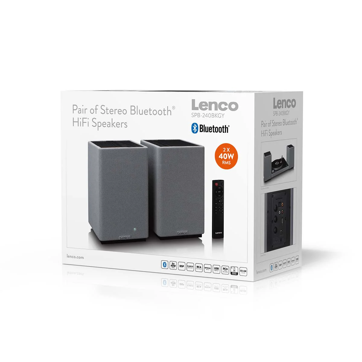 Lenco SPB-240BKGY - Ensemble de 2 enceintes HiFi stéréo Bluetooth® - Son puissant et design élégant - Noir/Gris - Image 12