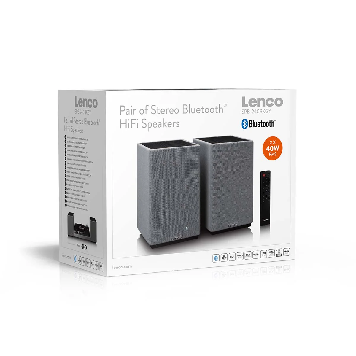 Lenco SPB-240BKGY - Ensemble de 2 enceintes HiFi stéréo Bluetooth® - Son puissant et design élégant - Noir/Gris - Image 13