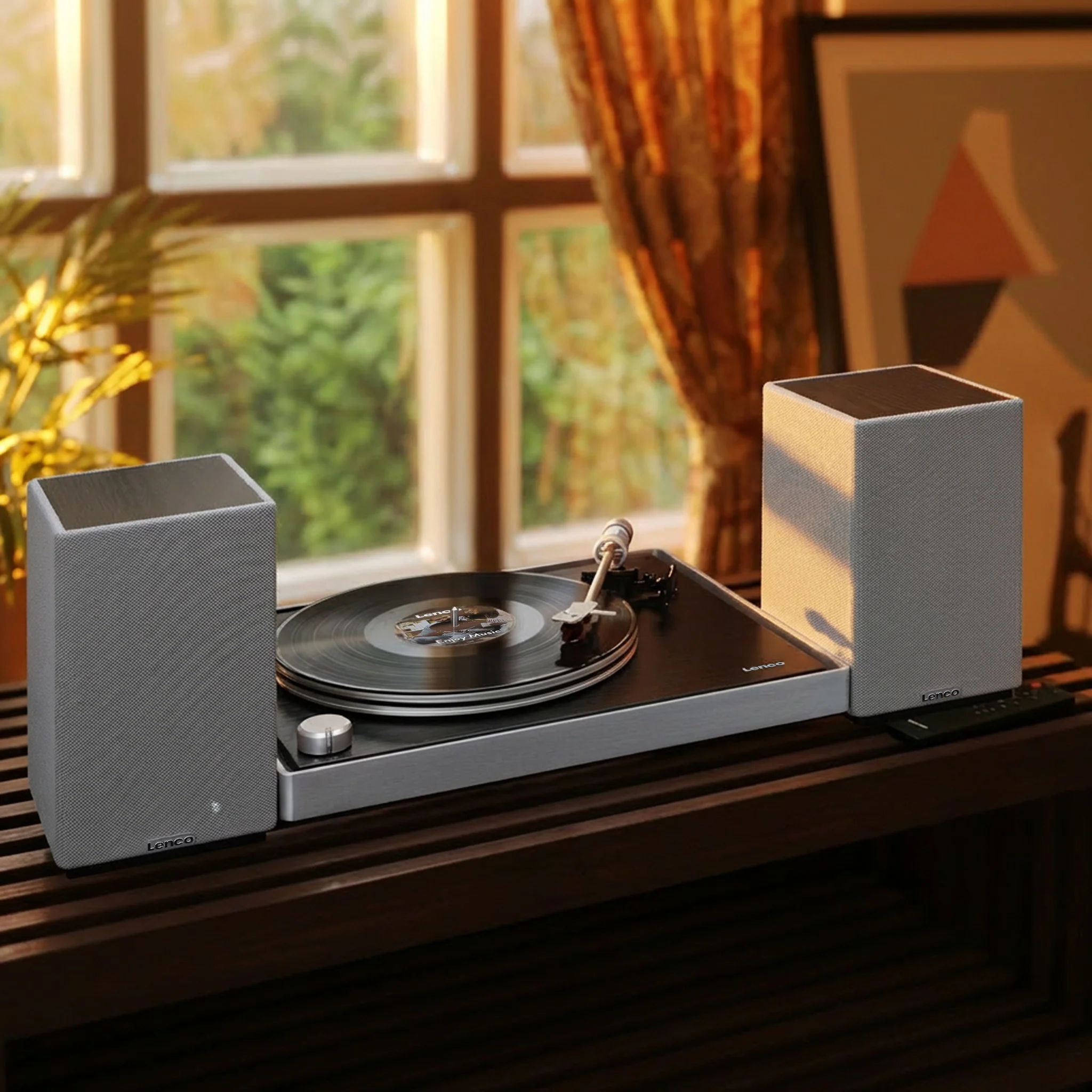 Lenco SPB-240BKGY - Ensemble de 2 enceintes HiFi stéréo Bluetooth® - Son puissant et design élégant - Noir/Gris - Image 15