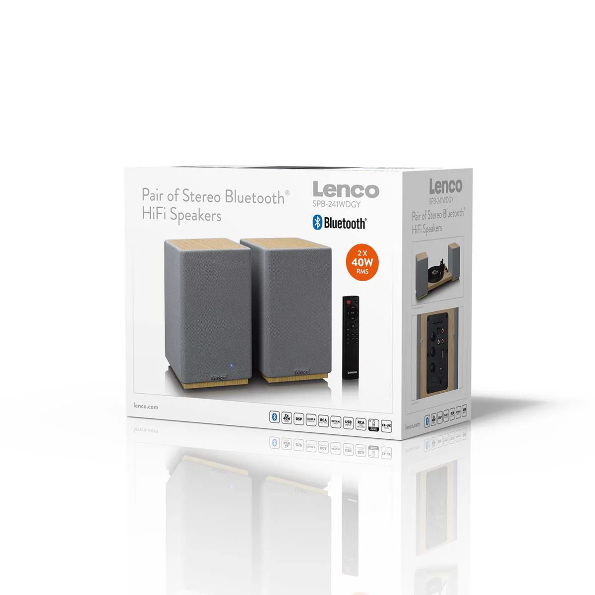 Lenco SPB-241WDGY - Ensemble de 2 enceintes HiFi stéréo Bluetooth® - Son puissant et design élégant - Bois/Gris - Image 11