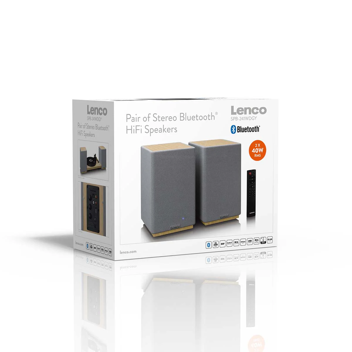 Lenco SPB-241WDGY - Ensemble de 2 enceintes HiFi stéréo Bluetooth® - Son puissant et design élégant - Bois/Gris - Image 12