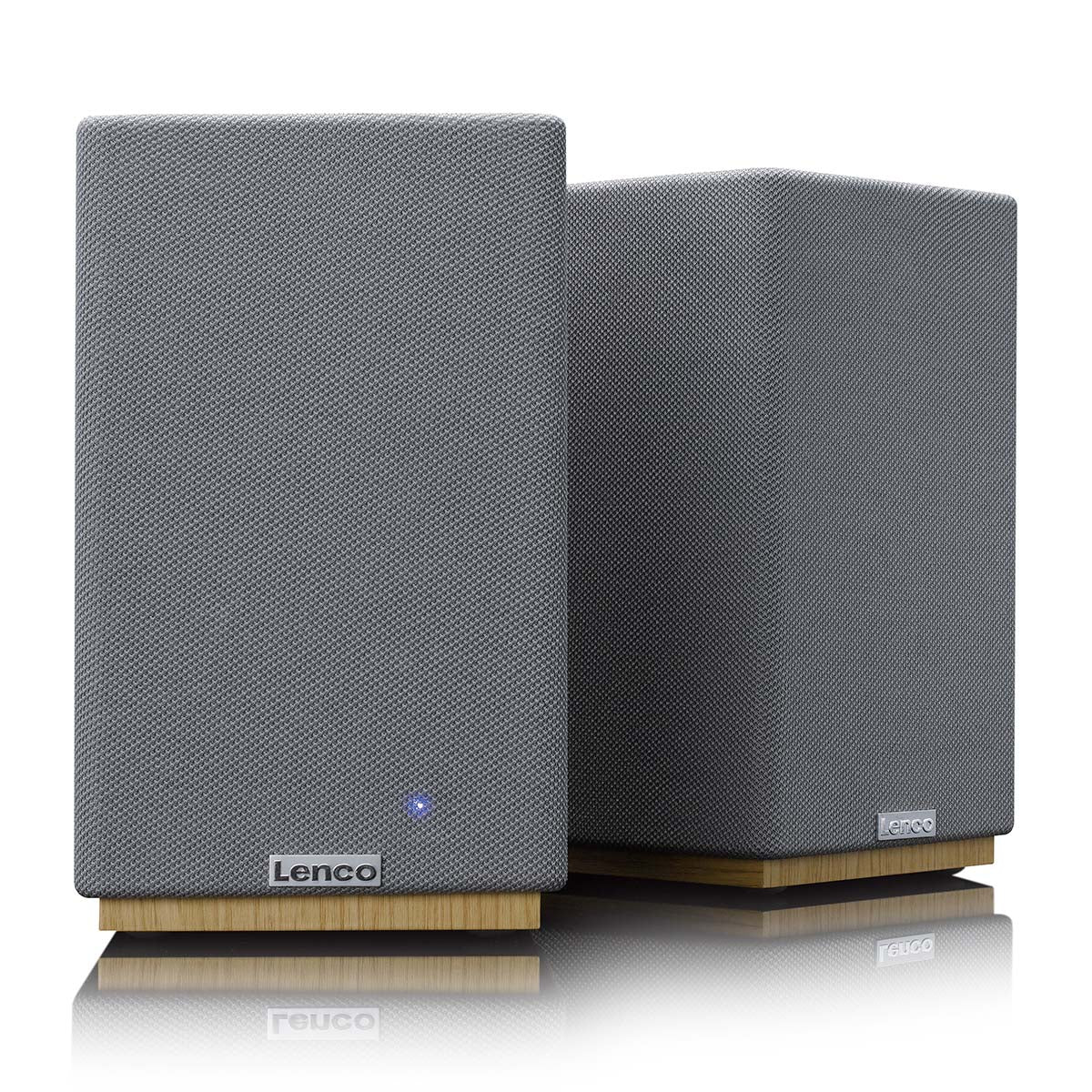 Lenco SPB-241WDGY - Ensemble de 2 enceintes HiFi stéréo Bluetooth® - Son puissant et design élégant - Bois/Gris - Image 3