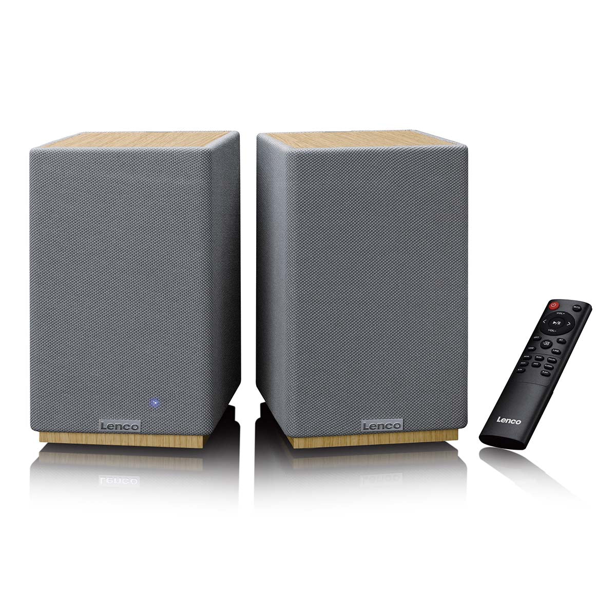 Lenco SPB-241WDGY - Ensemble de 2 enceintes HiFi stéréo Bluetooth® - Son puissant et design élégant - Bois/Gris - Image 4