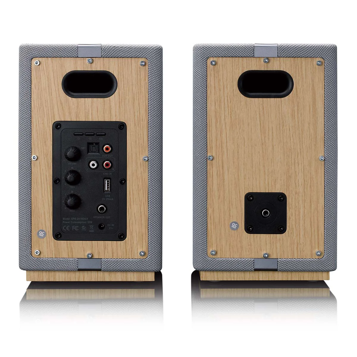 Lenco SPB-241WDGY - Ensemble de 2 enceintes HiFi stéréo Bluetooth® - Son puissant et design élégant - Bois/Gris - Image 5