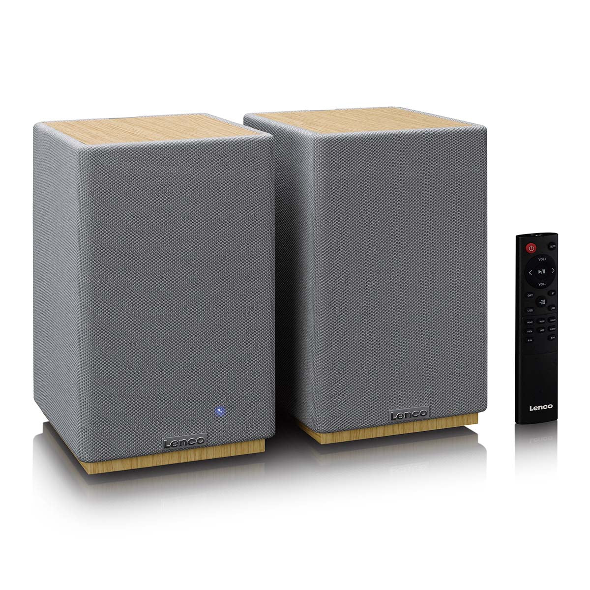 Lenco SPB-241WDGY - Ensemble de 2 enceintes HiFi stéréo Bluetooth® - Son puissant et design élégant - Bois/Gris - Image 6