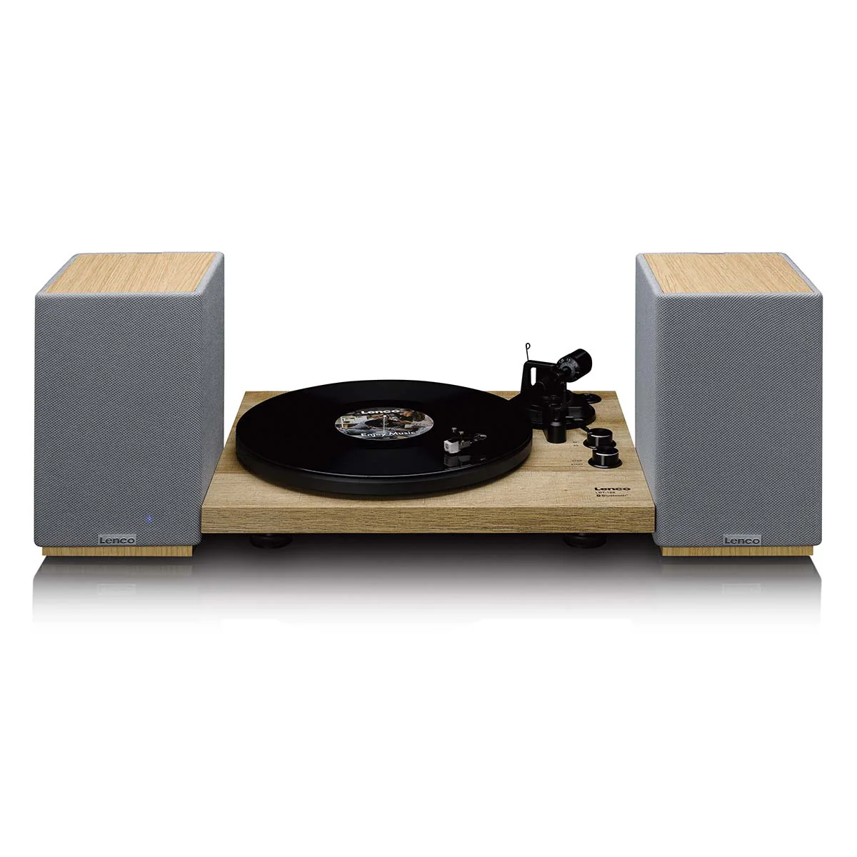 Lenco SPB-241WDGY - Ensemble de 2 enceintes HiFi stéréo Bluetooth® - Son puissant et design élégant - Bois/Gris - Image 8