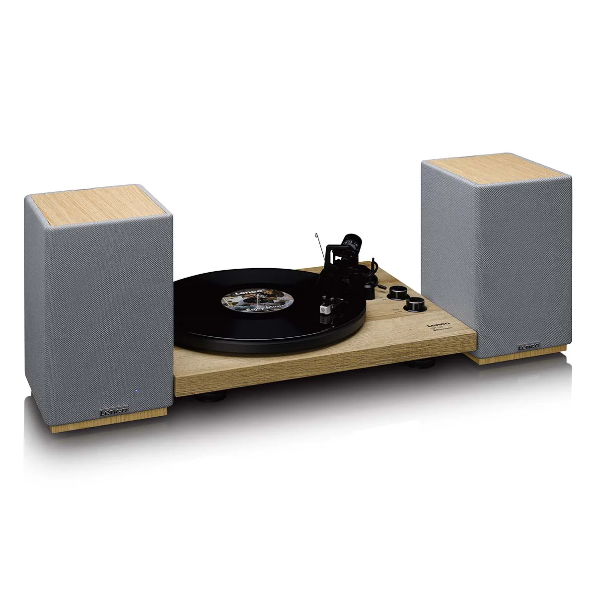 Lenco SPB-241WDGY - Ensemble de 2 enceintes HiFi stéréo Bluetooth® - Son puissant et design élégant - Bois/Gris - Image 9