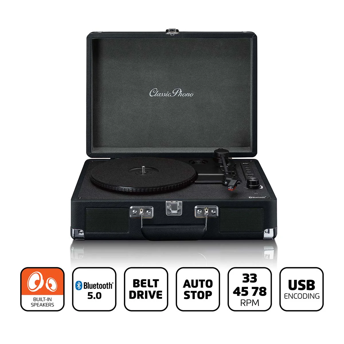 Classic Phono TT-115BK - Platine vinyle Bluetooth® avec enceintes intégrées - Noir - Image 9