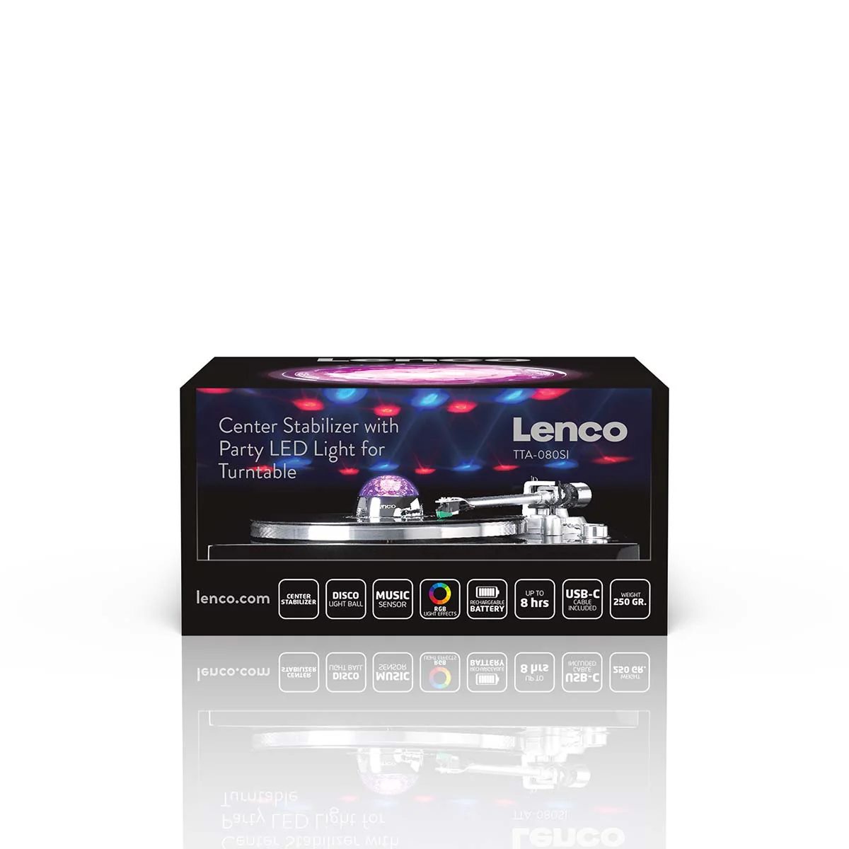 Lenco TTA-080SI - Stabilisateur vinyle avec effets lumineux RGB - Poids de pression pour platine vinyle de 250 g et boule disco en un – Argent - Image 15