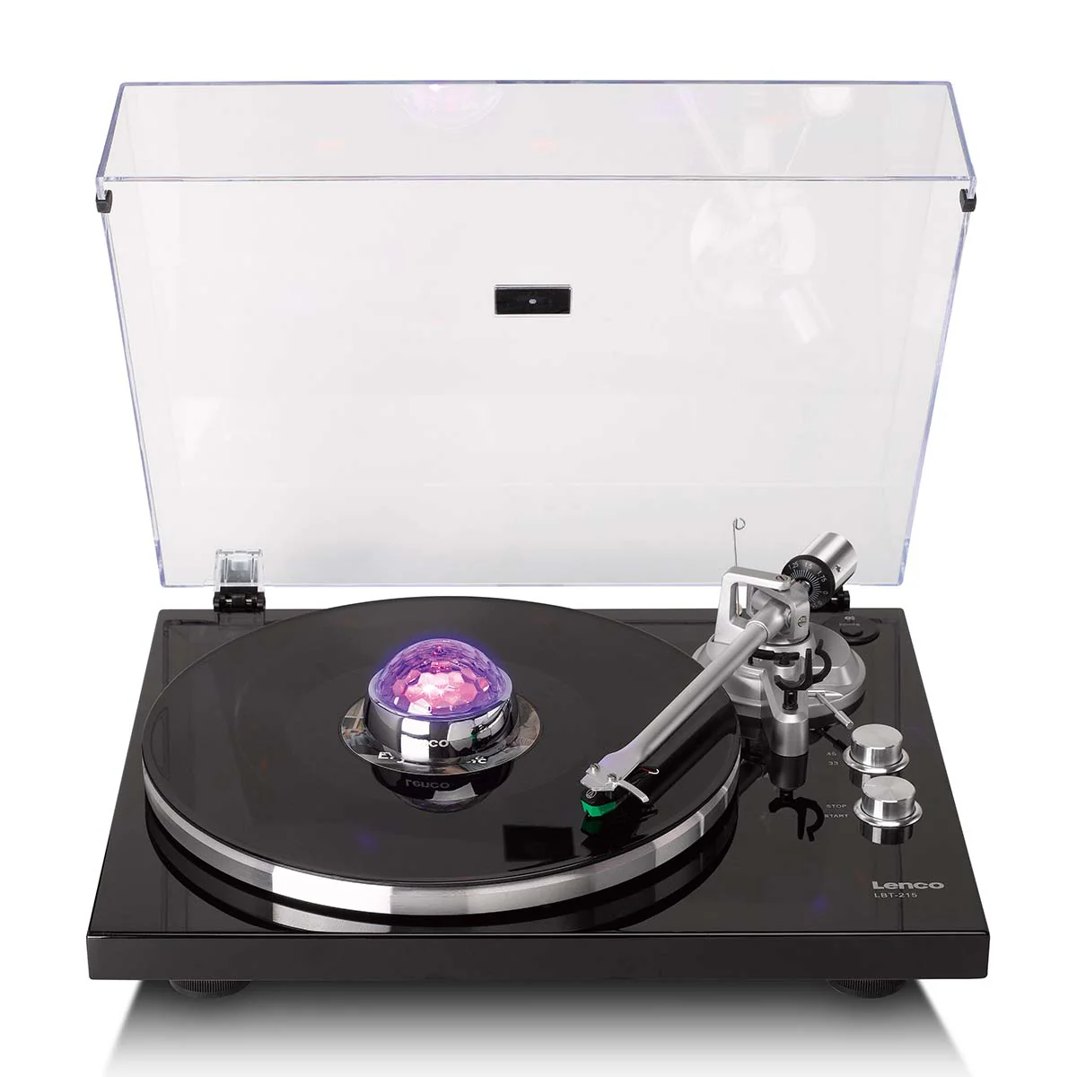 Lenco TTA-080SI - Stabilisateur vinyle avec effets lumineux RGB - Poids de pression pour platine vinyle de 250 g et boule disco en un – Argent - Image 3