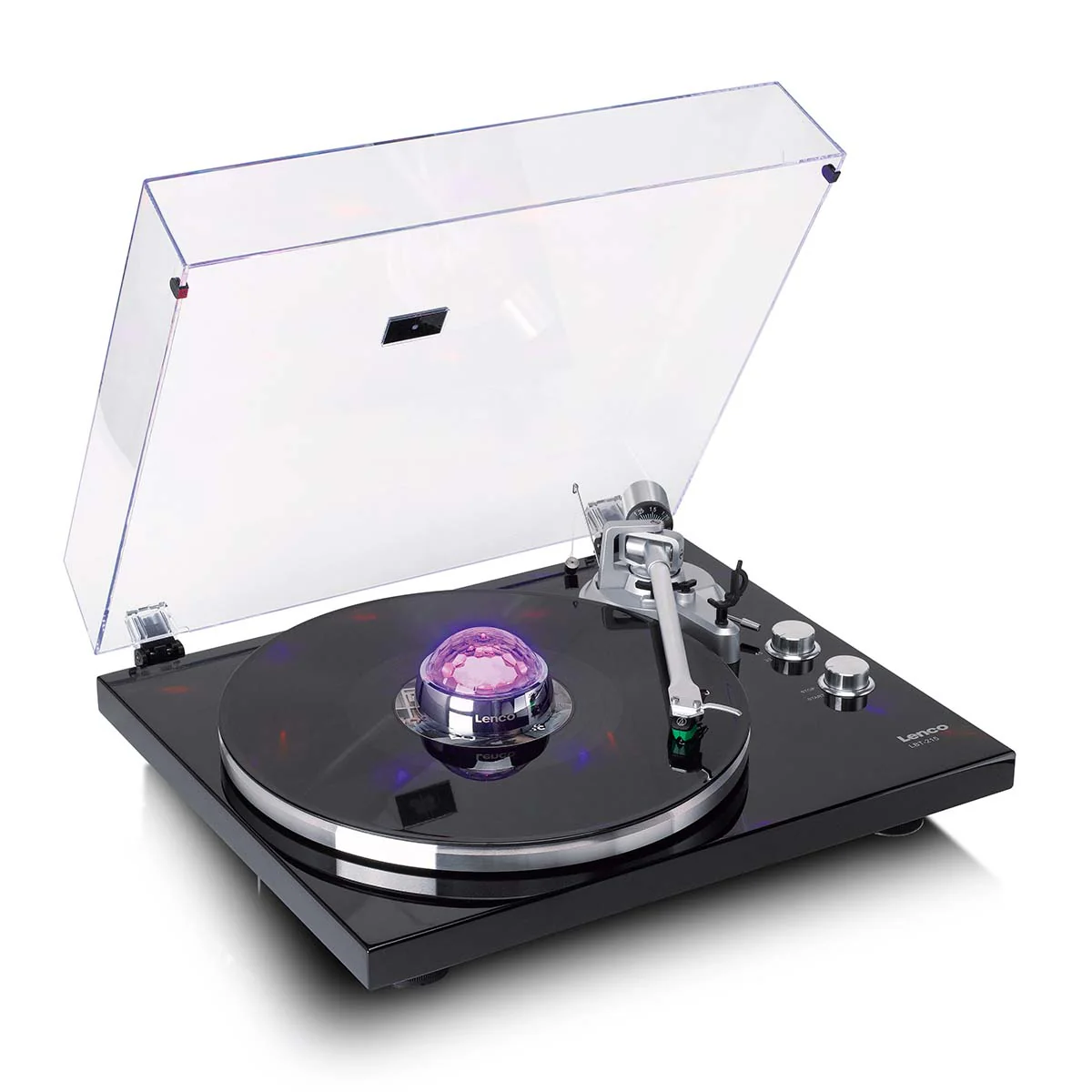 Lenco TTA-080SI - Stabilisateur vinyle avec effets lumineux RGB - Poids de pression pour platine vinyle de 250 g et boule disco en un – Argent - Image 6