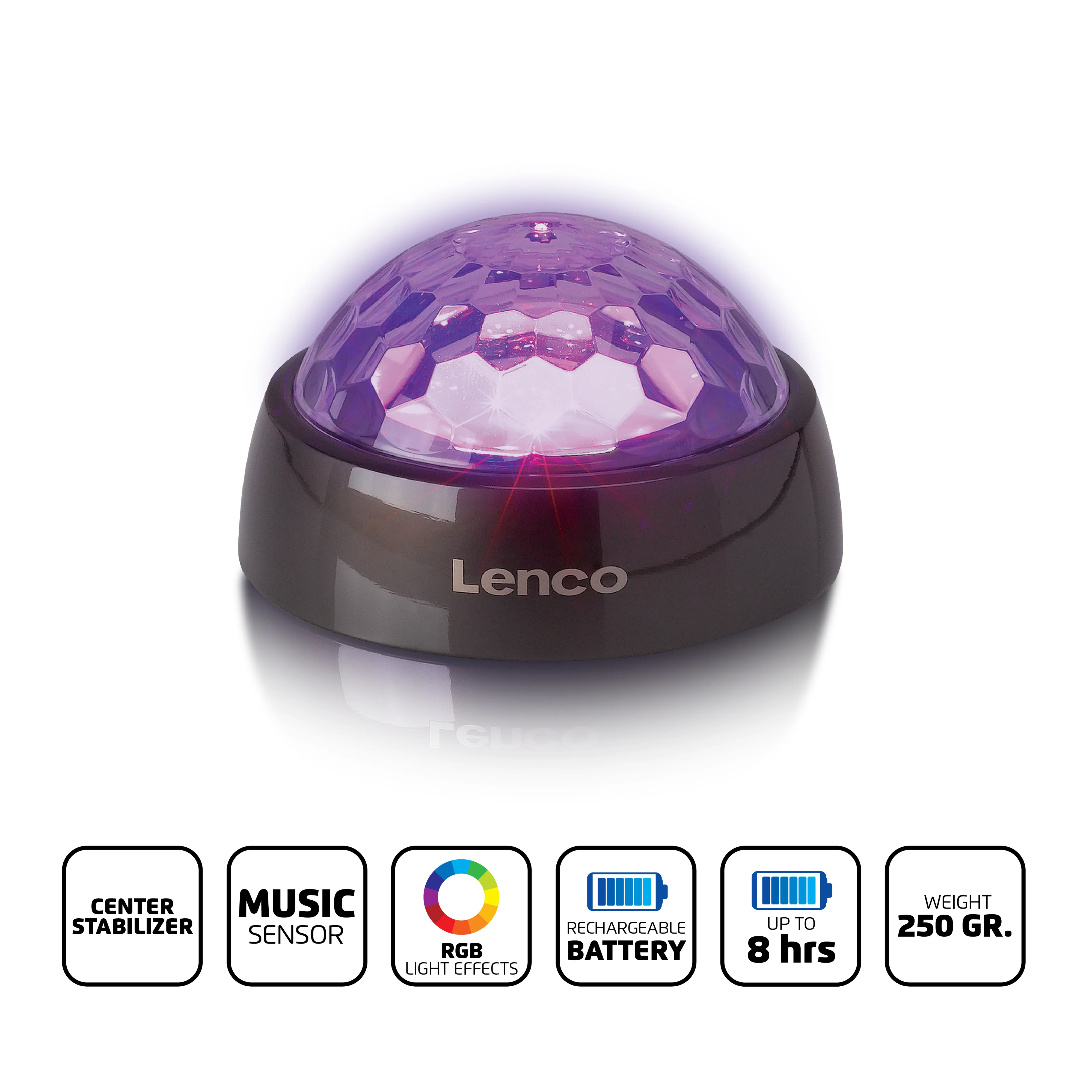 Lenco TTA-180TN - Stabilisateur vinyle avec effets lumineux RGB - Poids de pression pour platine vinyle de 250 g et boule disco en un – Titane - Image 11