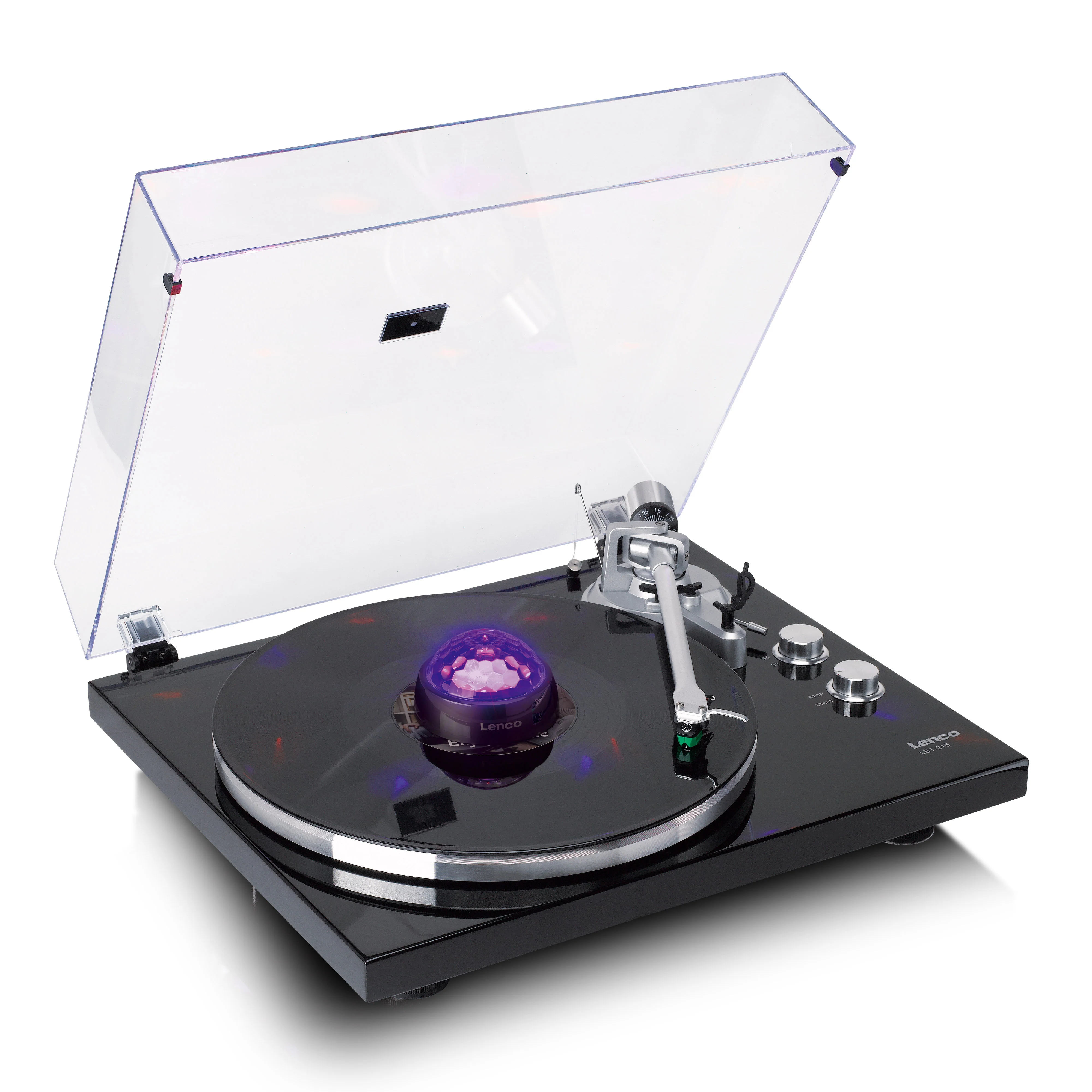 Lenco TTA-180TN - Stabilisateur vinyle avec effets lumineux RGB - Poids de pression pour platine vinyle de 250 g et boule disco en un – Titane - Image 3