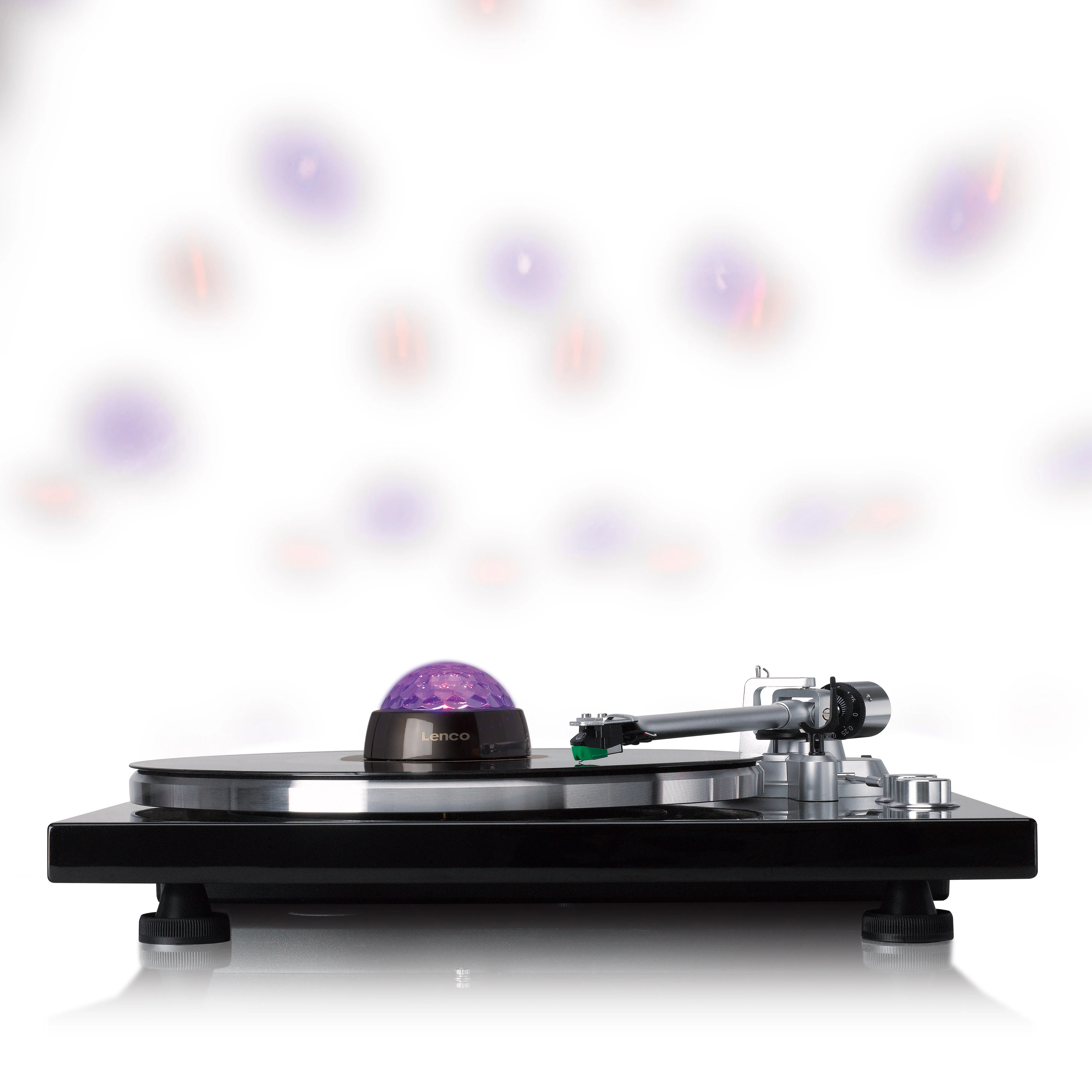 Lenco TTA-180TN - Stabilisateur vinyle avec effets lumineux RGB - Poids de pression pour platine vinyle de 250 g et boule disco en un – Titane - Image 4