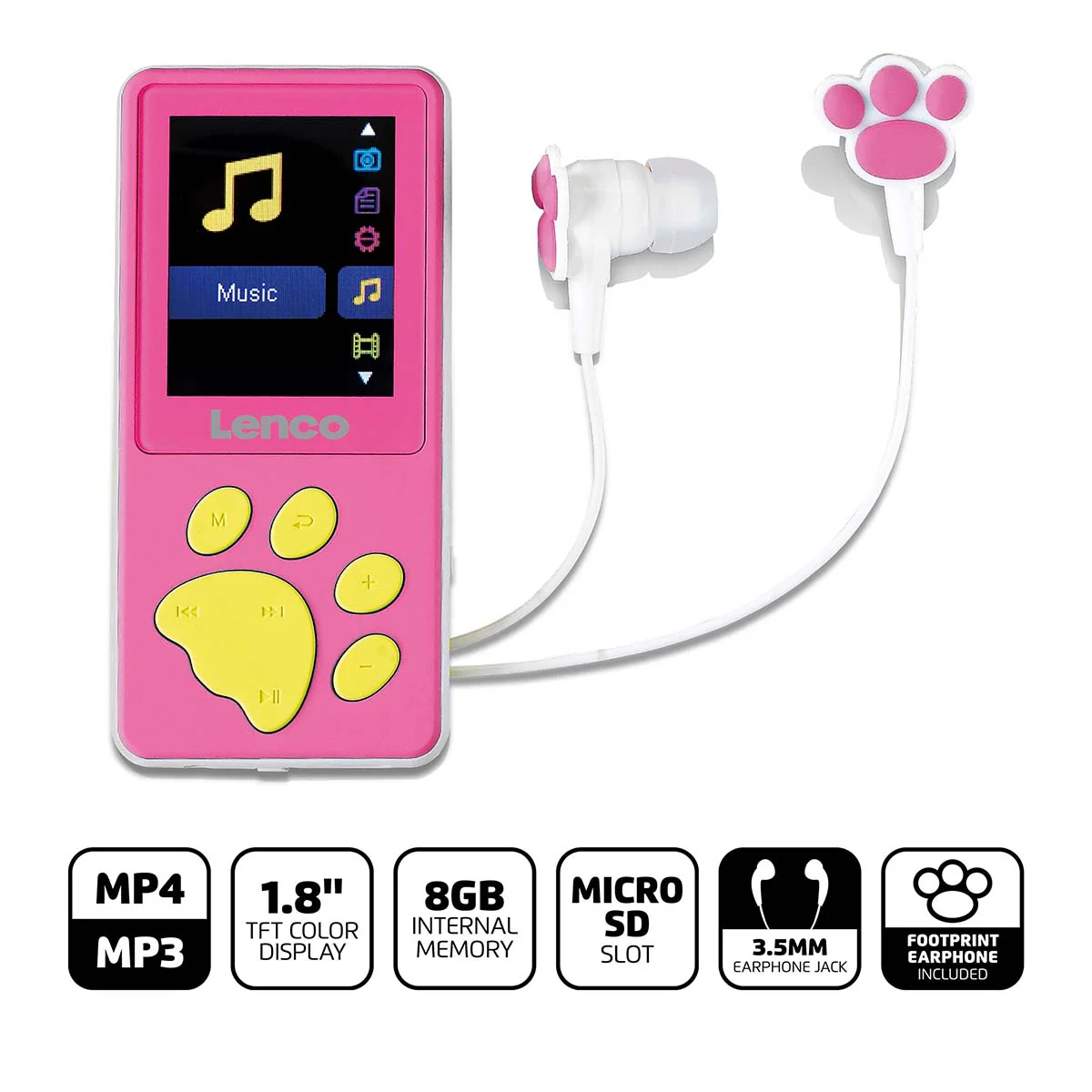 Lenco Xemio-560PK - Lecteur MP3/MP4 mémoire 8Go - Rose - Image 8