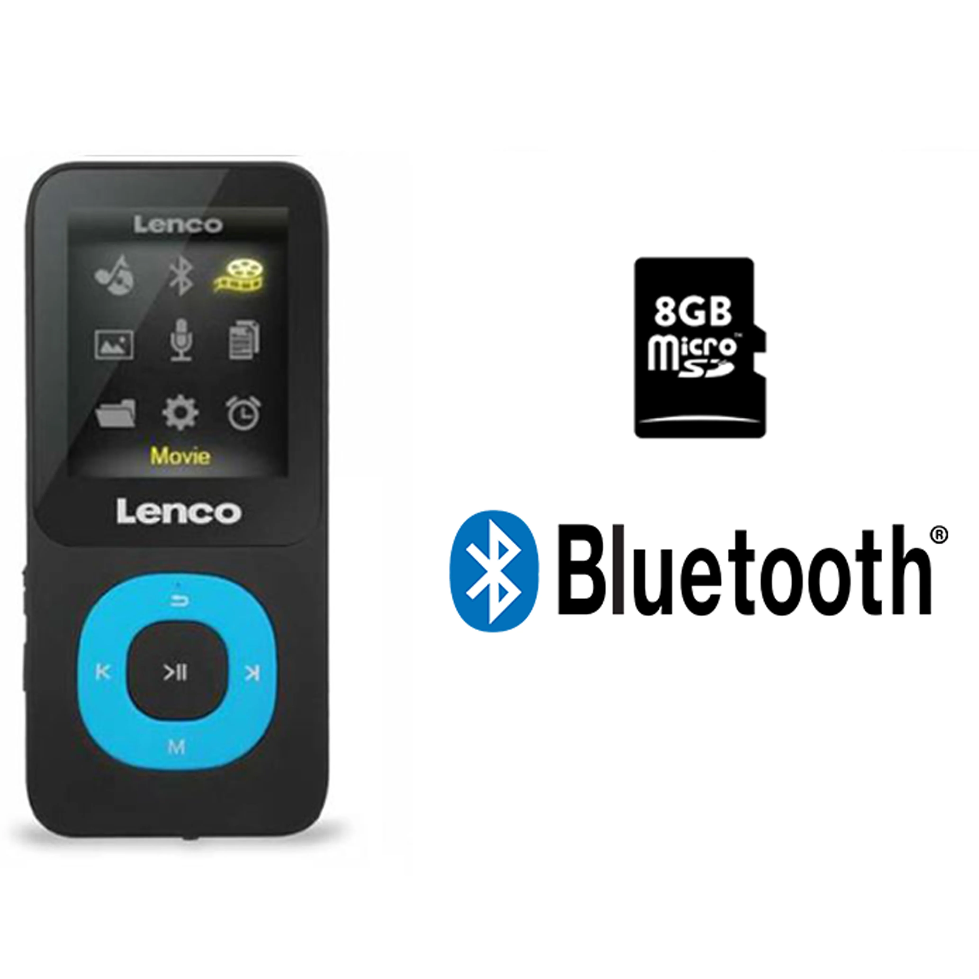 Lenco Xemio-769BU - Lecteur MP3/MP4 avec Bluetooth® et carte micro SD de 8 Go - Bleu - Image 5
