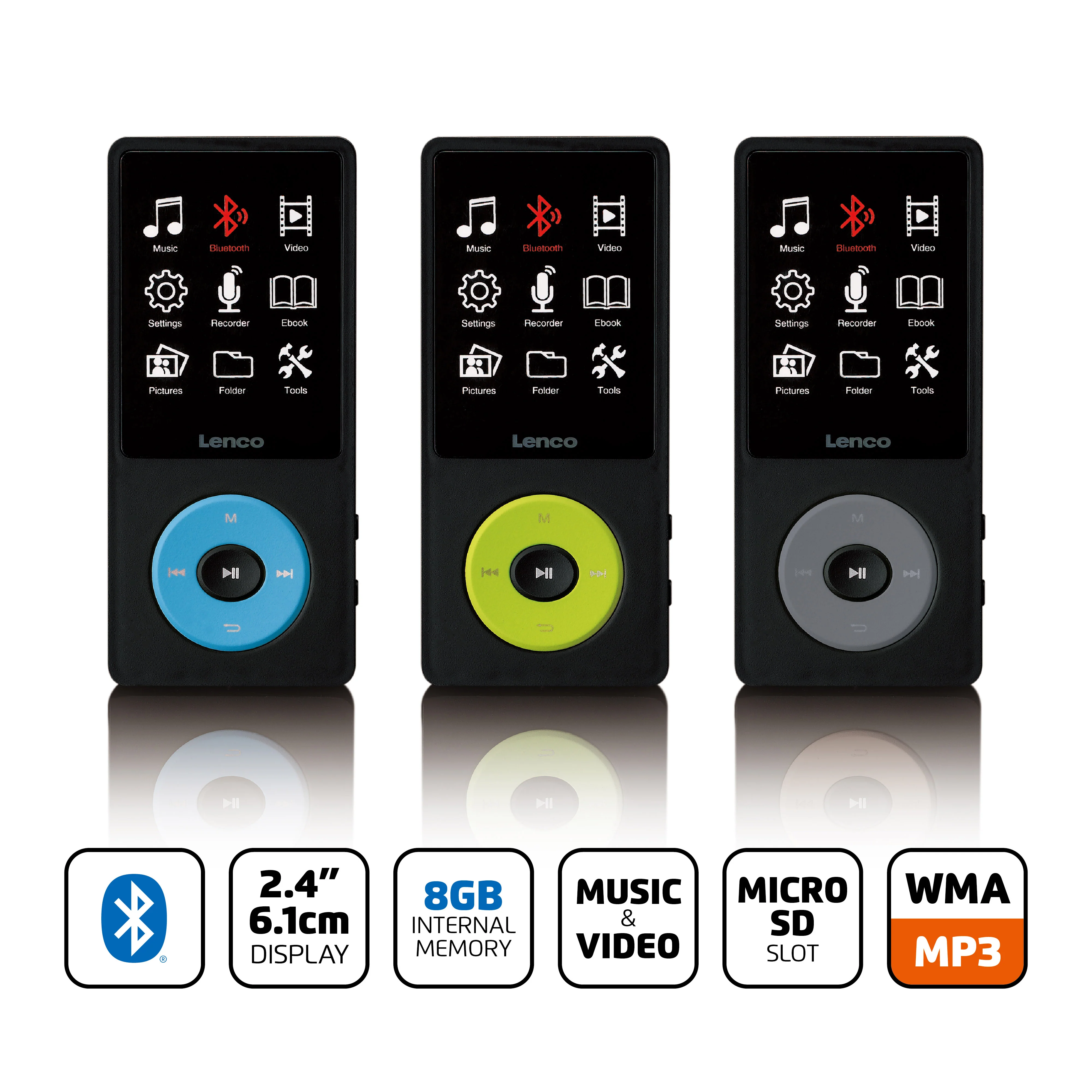 Lenco Xemio-860BU - Lecteur MP3/MP4 avec Bluetooth® et mémoire interne de 8 Go - Bleu - Image 4