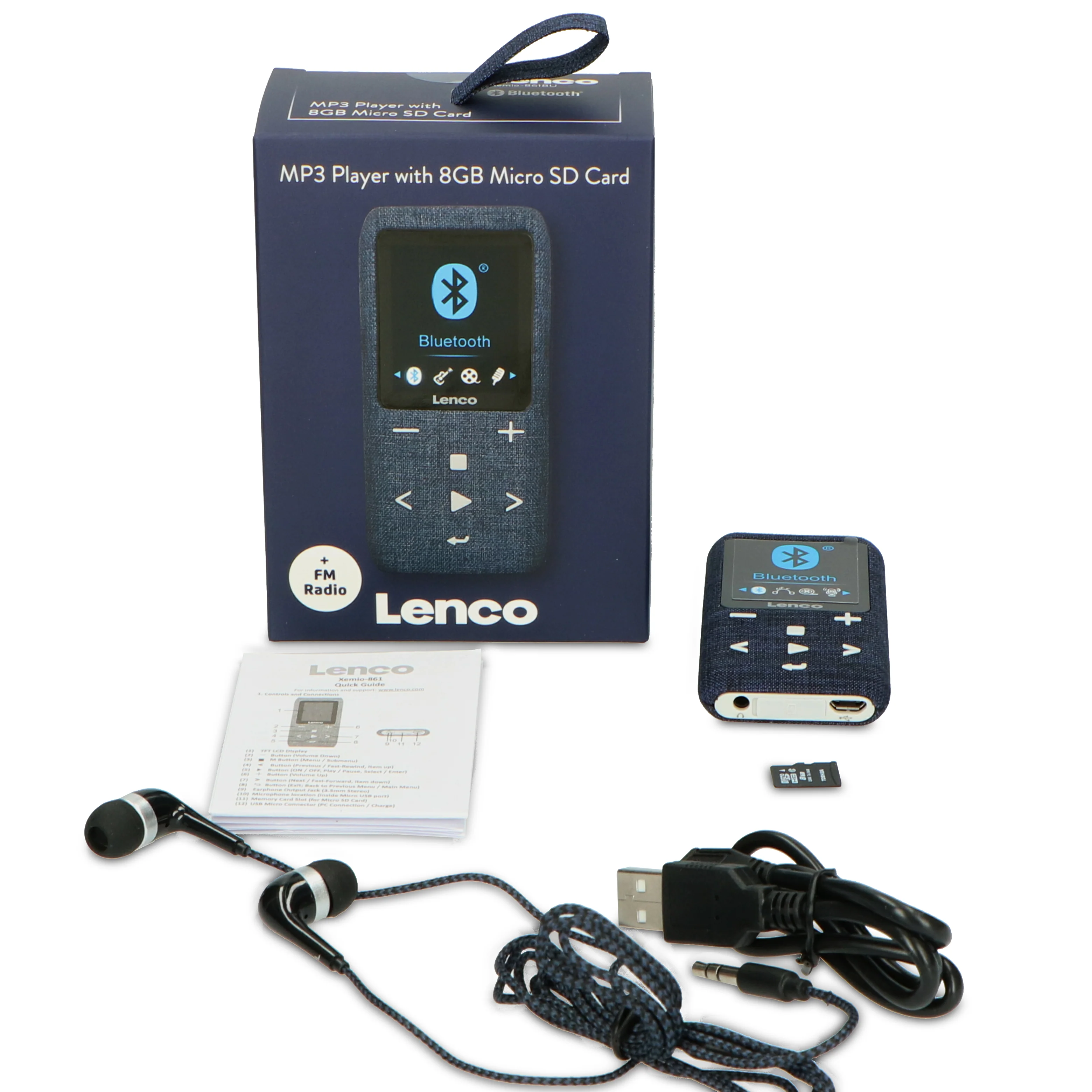 Lenco Xemio-861BU - Lecteur MP3/MP4 avec Bluetooth® et carte micro SD de 8 Go - Bleu - Image 10