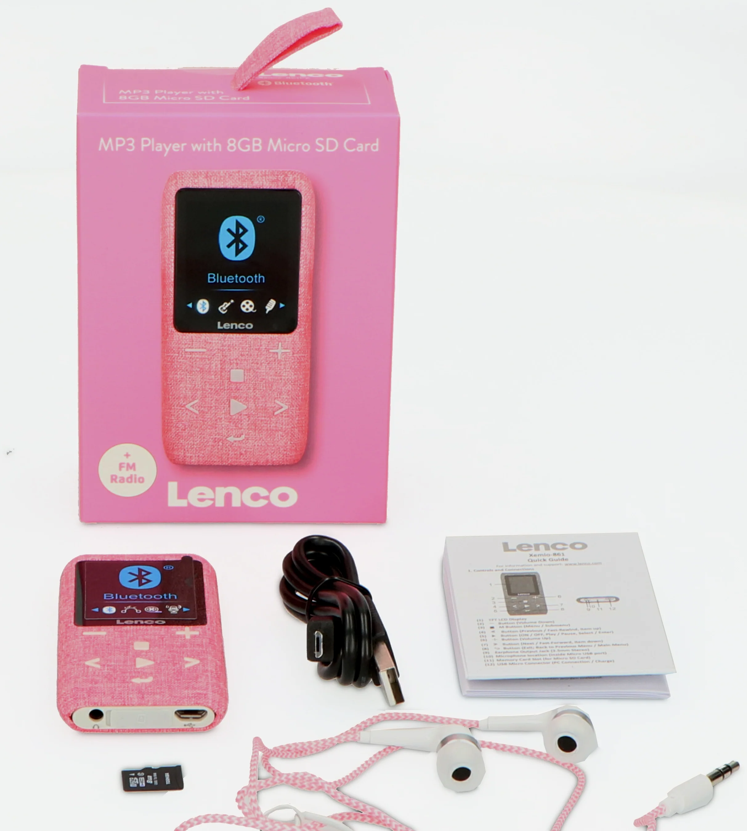 Lenco Xemio-861PK - Lecteur MP3/MP4 avec Bluetooth® et carte micro SD de 8 Go - Rose - Image 11